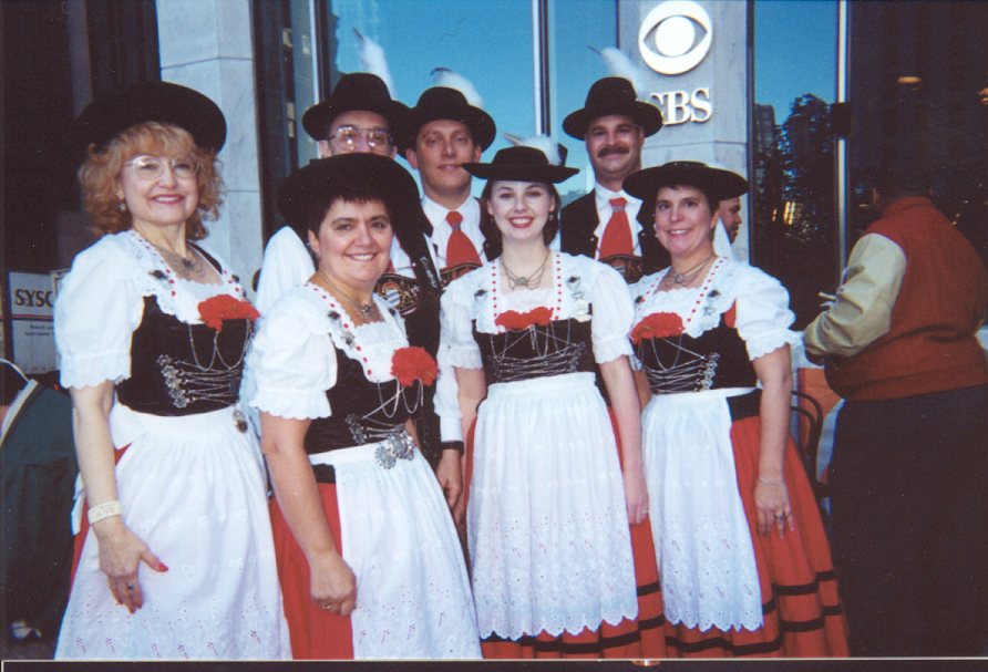 HSV Bavaria in Tracht outside the CBS studios in New York
